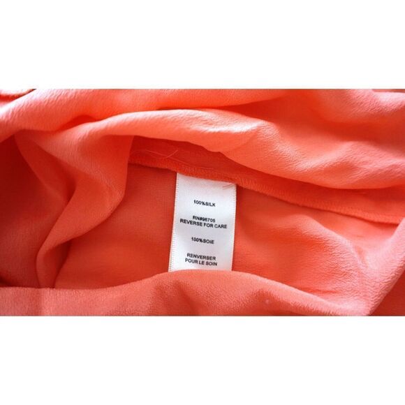 Rebecca Taylor Women's Sz 0 Coral Sleeveless Ruffle Knee Length Silk Dress $115 - Picture 8 of 10